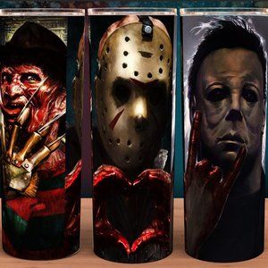 Michael Myers, Jason and Freddy Halloween Lovers Tumbler 20oz